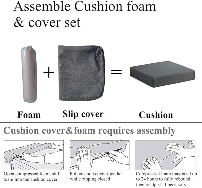 20x20 inch Patio Chair Cushions Non Slip Bottom Chair Pad with Ties Waterproof Square Outdoor Seat Cushion Replacement for Garden Swing Furniture Set of 2, White