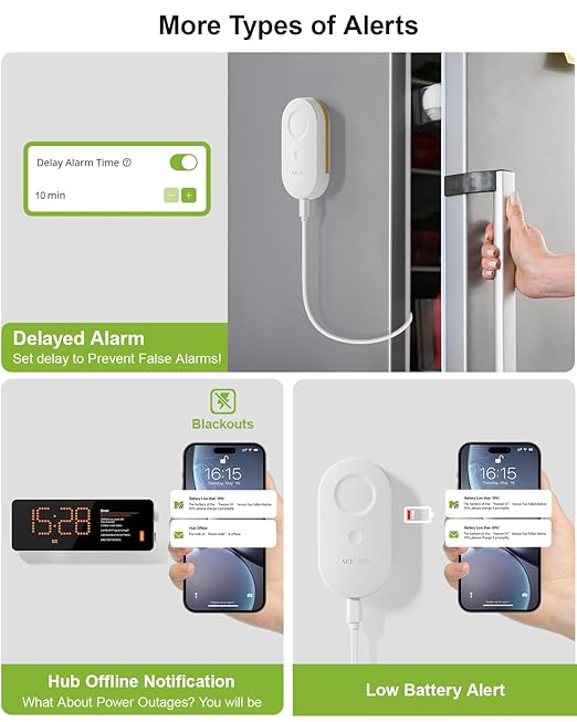 WiFi Refrigerator Thermometer Digital Freezer Alarm, Remote Email & App Alert, 2-Year Data Export, No Subscription, 2 Smart Temperature Sensors for Fridge, Freezer, Hot Tub