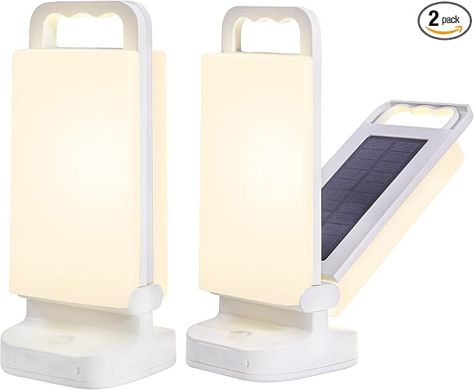 Camping Lantern, Solar Lanterns, Rechargeable Emergency Light Dimmable Camping Essential with USB Charging – Lanterns for Power Outages Hurricane, Hiking, Fish, and Home - 2 Pack