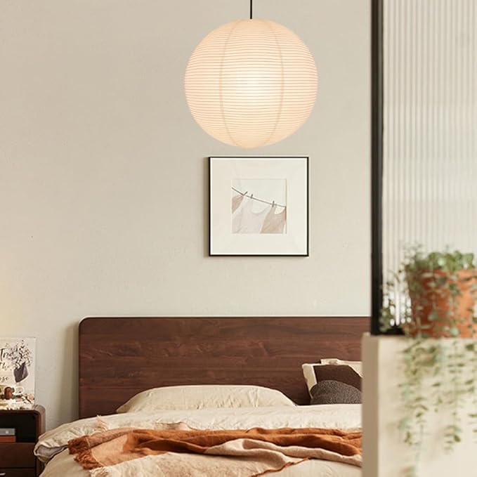 Paper Lamp Shade,50cm(19.69") Pendant Lamp Shade Round Large Paper Lantern Hanging Light Rice Paper Lantern Lampshade for Living Room Bedroom Dining Room Kids (White)