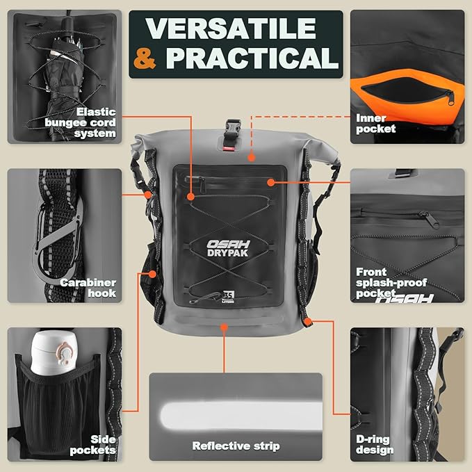 Waterproof Backpack Dry Bag 35L/55L/85L β Heavy Duty Roll-Top Hiking Backpack for Travel, Kayaking, Boating, Camping, Rafting and Fishing