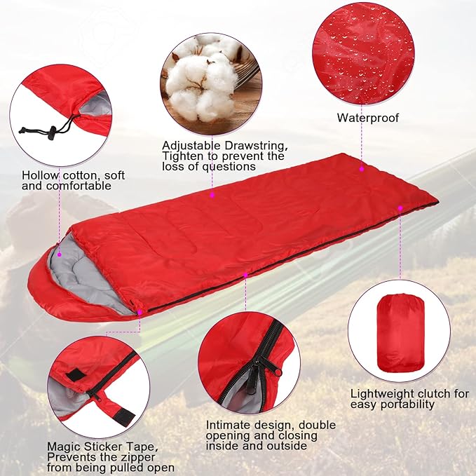 Macarrie 6 Pack Camping Sleeping Bags Bulk for Adults, 4 Season Cold Weather Sleeping Bag with Compression Sack Lightweight Waterproof Essential Gear for Backpacking Hiking Travel