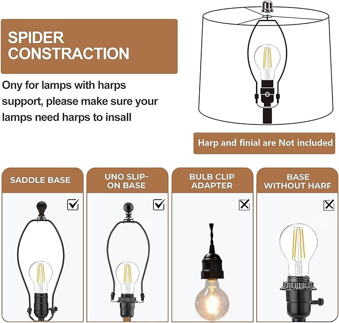 Lamp shades Set of 2, Medium Fabric Deers Lampshades for Table Lamps, Floor Lamps, 13" Top x 13" Bottom x 10" High (Spider) Hand Crafted Replacement Lampshades,Lamp Shade Harp Holder Not Included