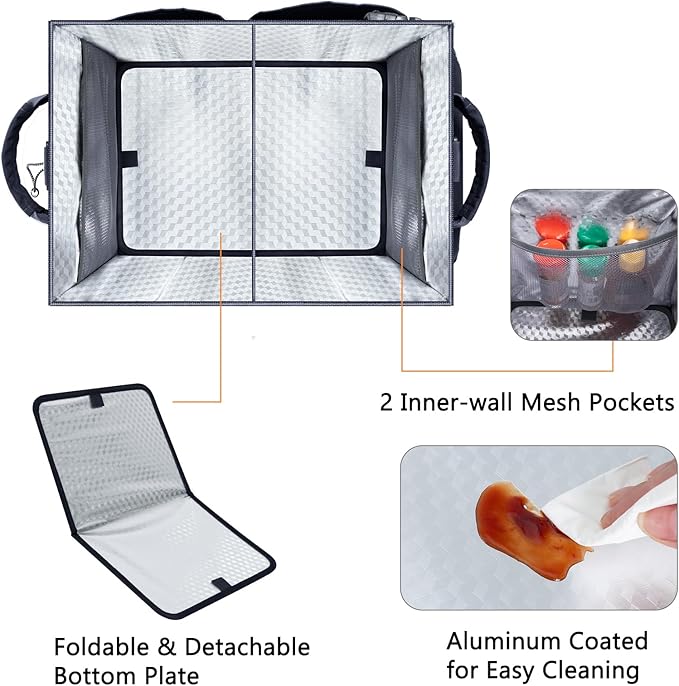 Large Grill Caddy with Paper Towel Holder β Collapsible BBQ Organizer for Camping, Tailgating, RV, Boating β Grilling Gifts for Men β Griddle Tote Bag with Shoulder Strap β Outdoor Essentials