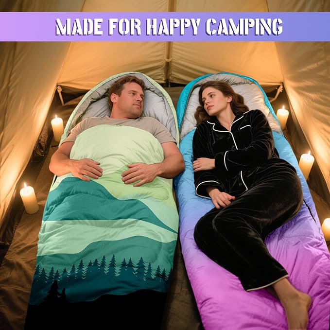 Sleeping Bags for Adults, 3 Seasons Warm & Cold Weather Waterproof Lightweight Backpacking Camping Sleeping Bag for Indoor Outdoor Camping Hiking Traveling, Camping Gear Equipment