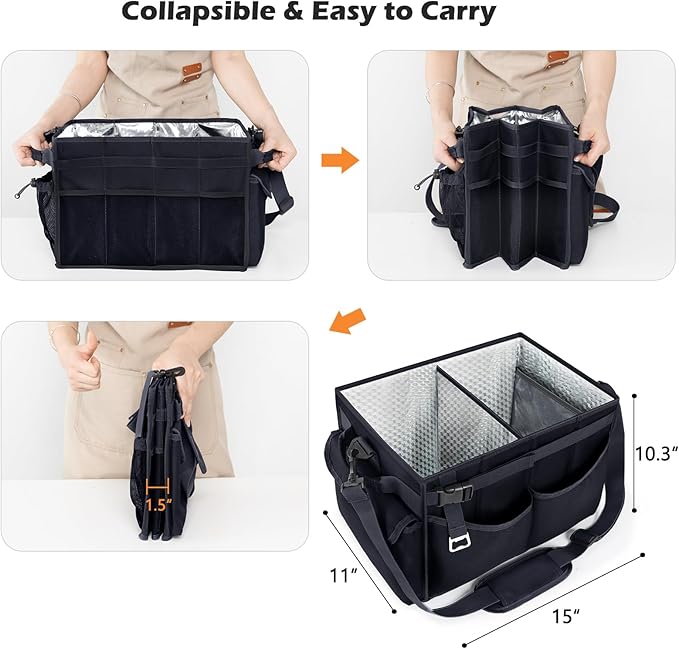 Large Grill Caddy with Paper Towel Holder β Collapsible BBQ Organizer for Camping, Tailgating, RV, Boating β Grilling Gifts for Men β Griddle Tote Bag with Shoulder Strap β Outdoor Essentials