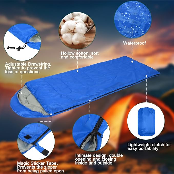 Macarrie 6 Pack Camping Sleeping Bags Bulk for Adults, 4 Season Cold Weather Sleeping Bag with Compression Sack Lightweight Waterproof Essential Gear for Backpacking Hiking Travel