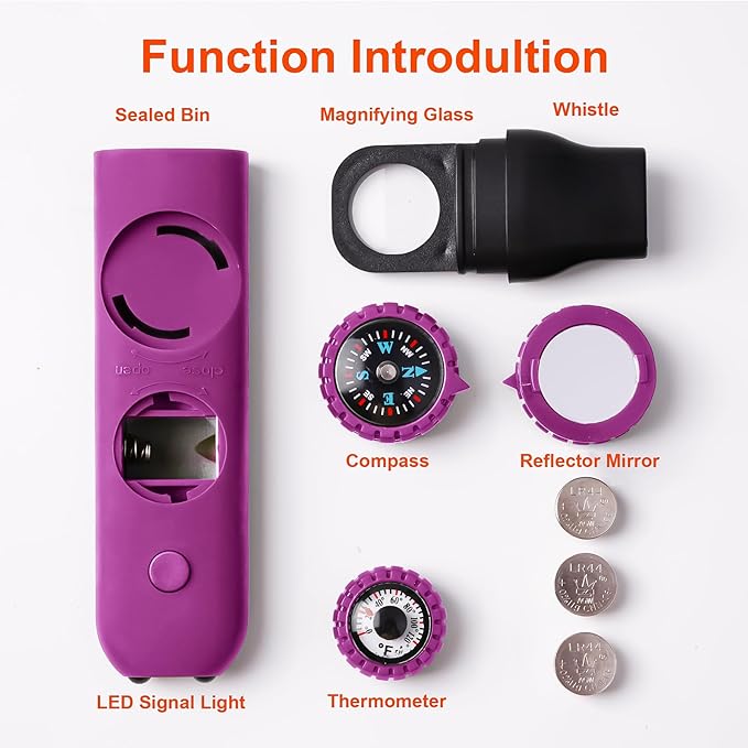 Emergency Survival Safety Whistle,Whistle for Kids with Lanyard,Compass,Thermometer,Ideal for Kayaking, Boating, Hiking, Camping, Climbing