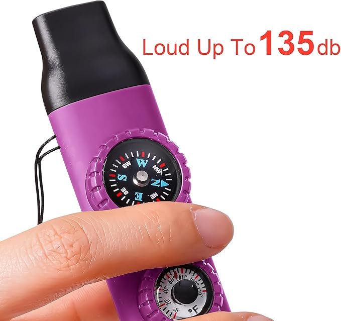 Emergency Survival Safety Whistle,Whistle for Kids with Lanyard,Compass,Thermometer,Ideal for Kayaking, Boating, Hiking, Camping, Climbing