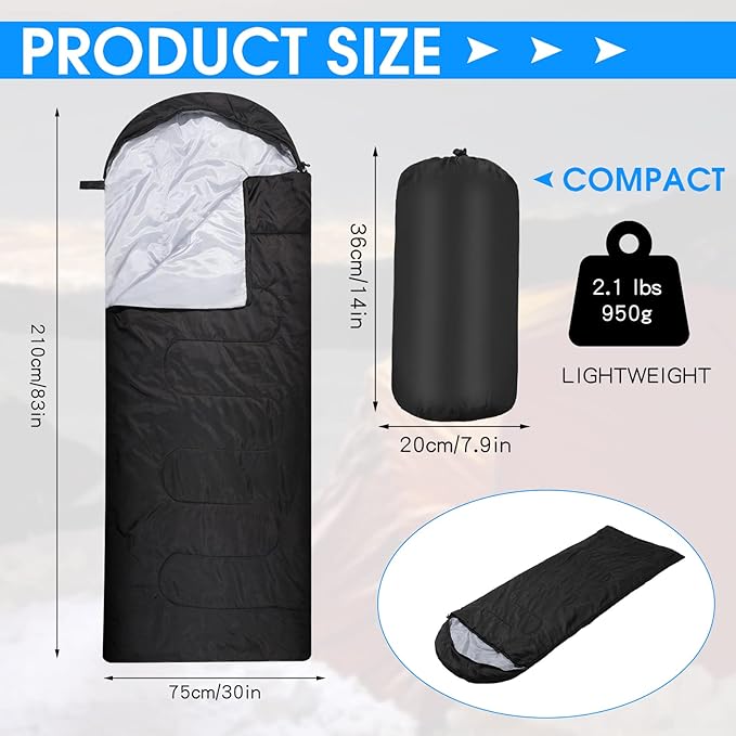 Macarrie 6 Pack Camping Sleeping Bags Bulk for Adults, 4 Season Cold Weather Sleeping Bag with Compression Sack Lightweight Waterproof Essential Gear for Backpacking Hiking Travel