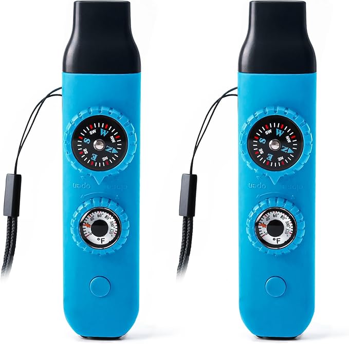 Emergency Survival Safety Whistle,Whistle for Kids with Lanyard,Compass,Thermometer,Ideal for Kayaking, Boating, Hiking, Camping, Climbing