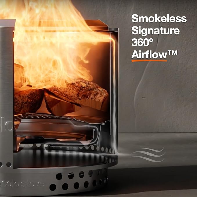 Solo Stove Bonfire Amazon Exclusive | Smokeless Fire Pit Bundle with Stand, Lid, Shelter & Ash Pan | Ideal for 4–6 People | Stainless Steel Wood Burning Camping Pit – 22in Wide, 34lbs