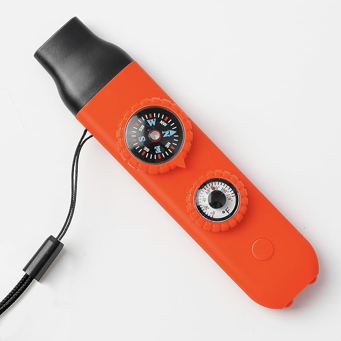 Emergency Survival Safety Whistle,Whistle for Kids with Lanyard,Compass,Thermometer,Ideal for Kayaking, Boating, Hiking, Camping, Climbing