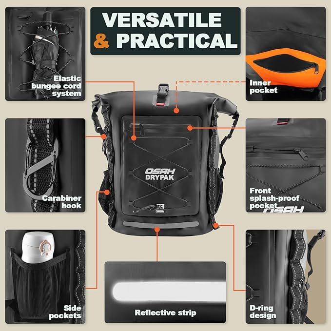 Waterproof Backpack Dry Bag 35L/55L/85L β Heavy Duty Roll-Top Hiking Backpack for Travel, Kayaking, Boating, Camping, Rafting and Fishing