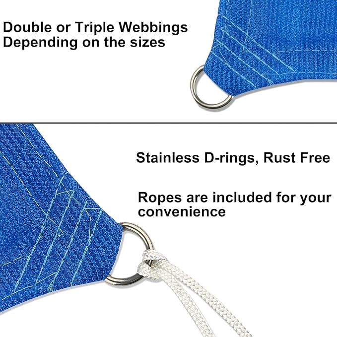 10' x 24' Blue Outdoor Sun Shade Sail Canopy ??UV Resistant Permeable Awning Fabric for Patio, Garden, Backyard, Pergola, Carport, Lawn Shelter Cover