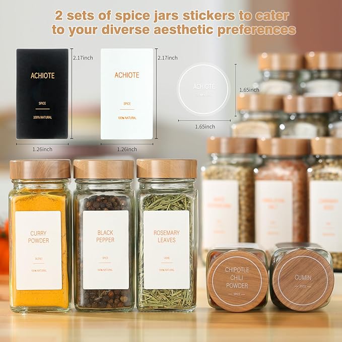 Spice Jars with Label,4oz Seasoning Containers, Glass Spice Bottles with Shaker Lids,Funnel, Chalk Pen (24)