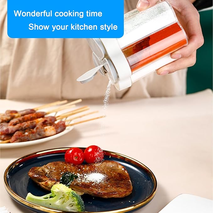 2pcs Travel Spice Container ,5 in 1Portable Camping Seasoning Shaker,Clear Plastic Condiment Bottle for Travel,Camper, Hiking, BBQ, Picnicn.