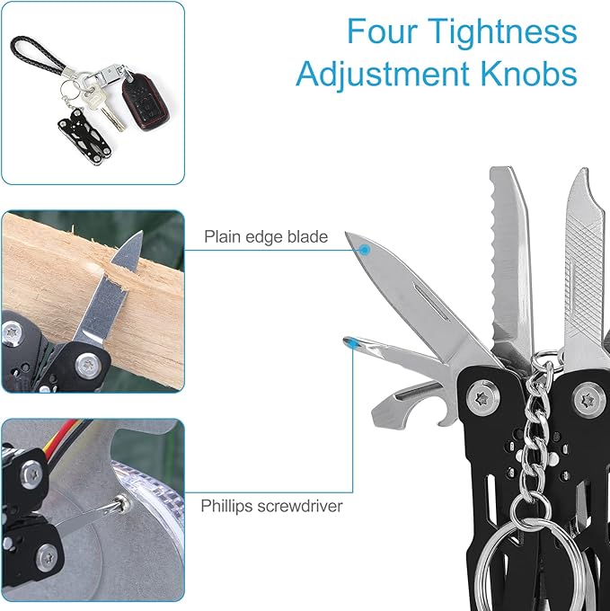 2PCS Bovgero Mini Multitool Pliers 15 in 1, Handmade Multi Tool Plier, Premium Keychain Multitool, Small Multi-tool, Birthday Father’s Day Gift for Men Him Husband Boyfriend Father Handyman