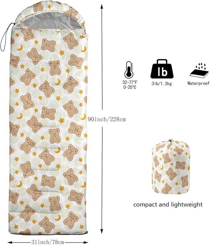 AILONEN Pink Lovely Rabbit Sleeping Bag for Girls Kids Adults,Warm and Cool Weather,Lightweight,Waterproof Backpacking,Cartoon Flowers Printed Bunny Sleeping Bag for Camping