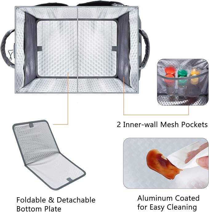 Large Grill Caddy with Paper Towel Holder β Collapsible BBQ Organizer for Camping, Tailgating, RV, Boating β Grilling Gifts for Men β Griddle Tote Bag with Shoulder Strap β Outdoor Essentials