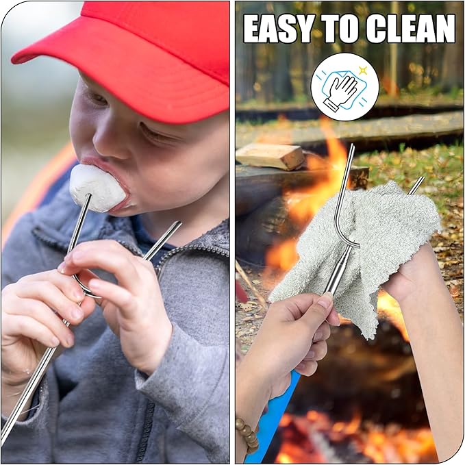 Briout Marshmallow Roasting Sticks 12 Colors Extra Long 45'' Stainless Telescoping Hot Dog Smores Skewers Kids Safe Barbecue Forks for Campfire, Bonfire and Grill(12 Count)
