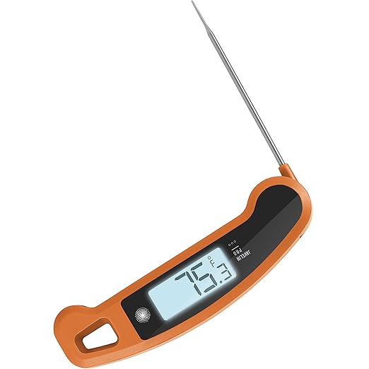Lavatools Javelinยฎ PRO Duo Ultra-Fast 2-Second Professional Digital Instant Read Meat Thermometer for Grill and Cooking, Auto-Rotating Backlit Display, IP65 Water Resistant, NSF Certified โ Tangerine