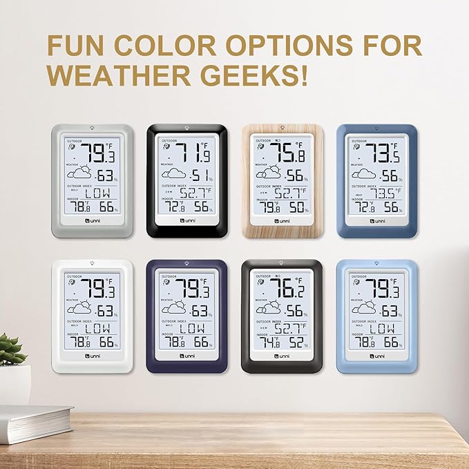 Indoor Outdoor Thermometer Wireless Weather Station, Temperature Humidity Monitor Battery Powered Inside Outside Thermometers with 330ft Range Remote Sensor and Backlight Display(WH01)