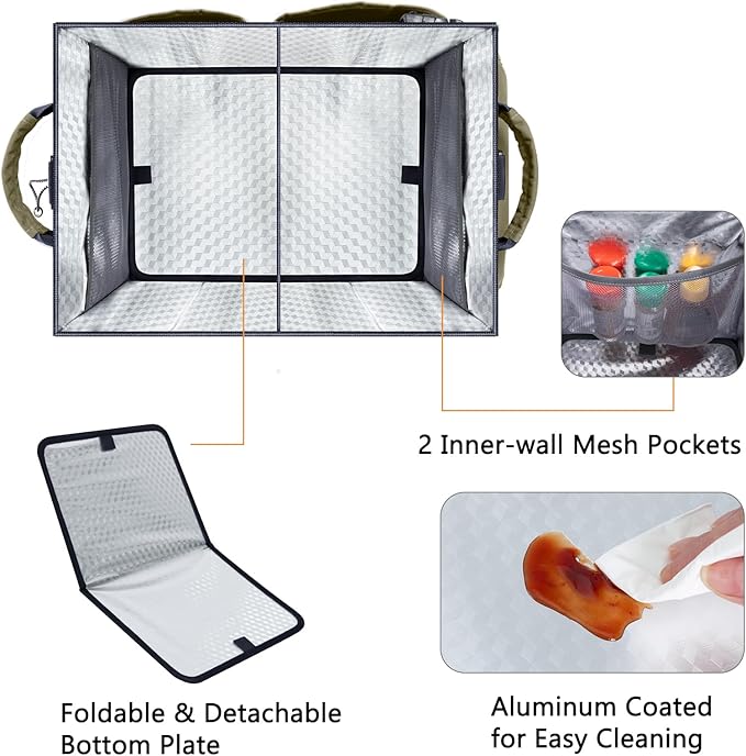 Large Grill Caddy with Paper Towel Holder β Collapsible BBQ Organizer for Camping, Tailgating, RV, Boating β Grilling Gifts for Men β Griddle Tote Bag with Shoulder Strap β Outdoor Essentials