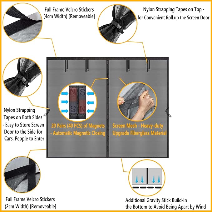 1 Car Garage Door Screen Kit 10x8ft - Retractable Magnetic Mesh Screen Door with Fiberglass Mesh, Blocks Bugs & Provides Privacy - Ideal for 10x8 FT Workshop, Gym, Game Room, Porch or Patio
