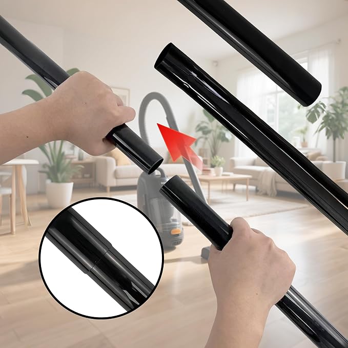 Vacuum Extension Tubes, 1.25 Inch Diameter, 2P 17.71"and 1P 14.76" Length - Black | Compatible with 1-1/4 Inch Hose Wet/Dry Vacuum Cleaners | Versatile Tool (Black, 2P 17.71 "+1P 14.76 ")