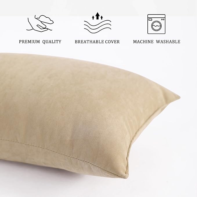 BEDSUM 2 Pack Microfiber Pillows, 13"x18" for Travel, Pets - Soft, Machine Washable Small Pillow for Neck, Wrist, and Knee Comfort, Taupe