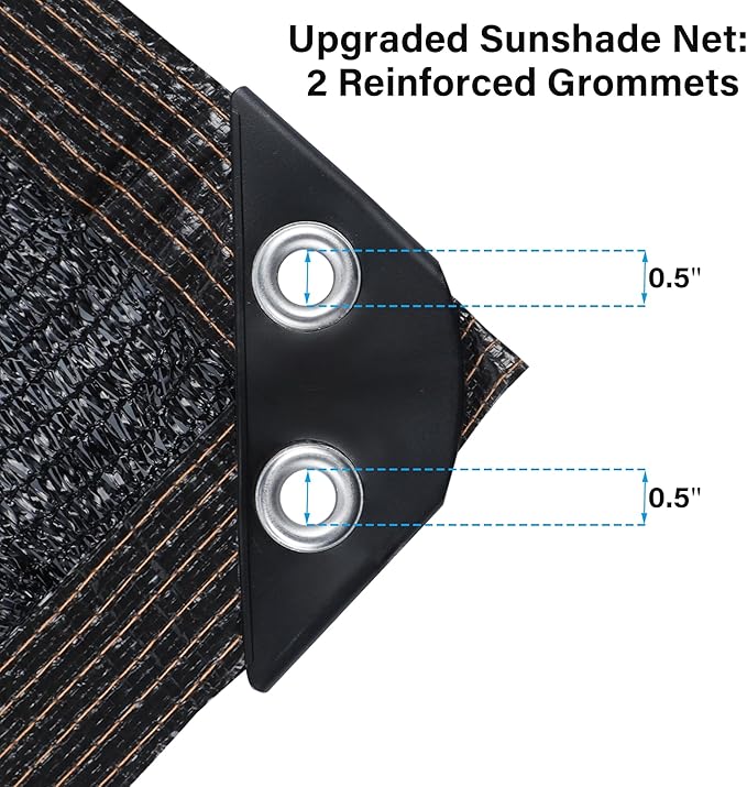 winemana Black Shade Cloth 30x30 FT??50% Sun Shade Mesh Tarp for Greenhouse, Garden, Patio, Dog Kennel, Chicken Coop, and Outdoor Protection, Plants Cover Shade Netting with 2 Reinforced Grommets