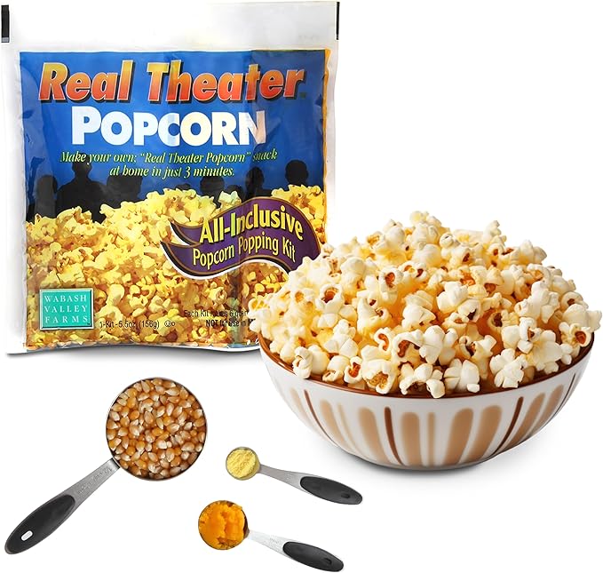 Original Whirley Pop Popcorn Maker - 6 Quart Stovetop Popcorn Popper With Four Popping Kits, Aluminum Popcorn Pot With Metal Gears, Wabash Valley Farms Stove Top Popcorn Maker, Popcorn Pan (Silver)