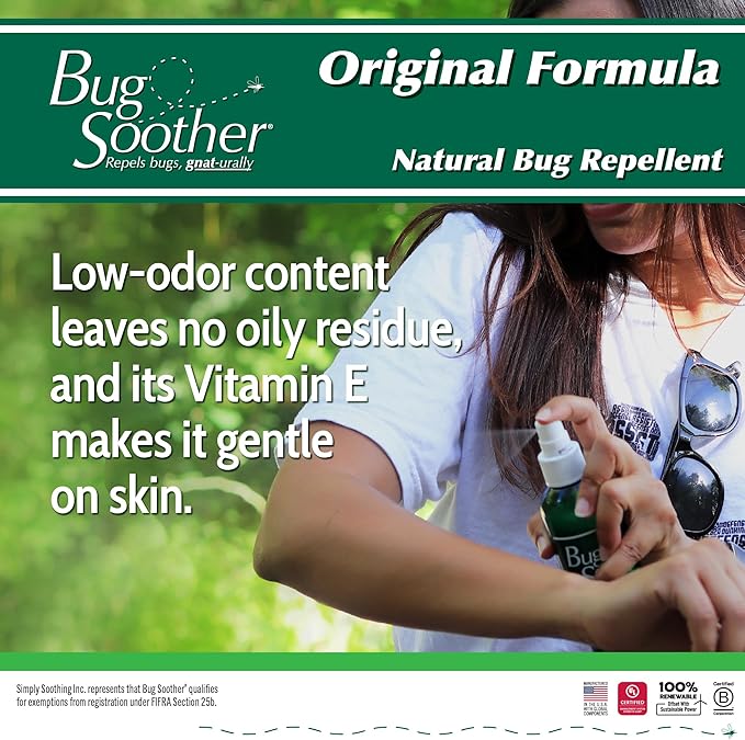 Bug Soother Spray 8 oz - Natural Insect, Gnat and Mosquito Repellent & Deterrent - Safe Bug Spray for Adults, Kids, Pets, & Environment - Made in USA