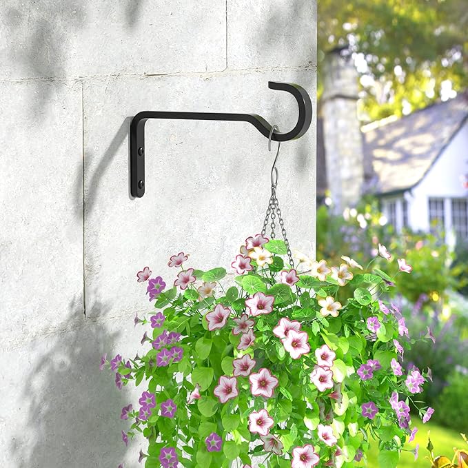 6 Inch 2 Pack Heavy Duty Outdoor Plant Hangers for Plants, Iron Plant Brackets with Metal Plant Hooks for Hanging Lantern, Bird Feeder