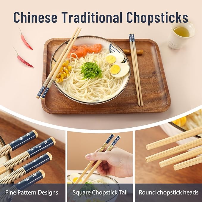 200 Pairs Bamboo Chopsticks Reusable | Dishwasher Safe | Durable | Separated | Bulk | Non slip | - (9.45in)