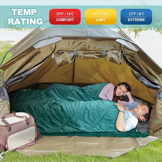 AGEMORE Sleeping Bag for Adults, Single and Double Size, Lightweight Waterproof XXL Sleeping Bag for Adults Kids Couples Camping Hiking Backpacking Or Traveling, Warm & Cold Weather