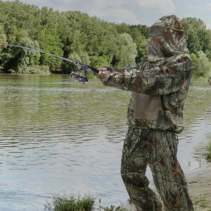 Mosquito Net Suit Camo Hunting Mesh Suit Bug Net Clothing with Hood for Outdoor Protection No-See-Ums Garden Camping