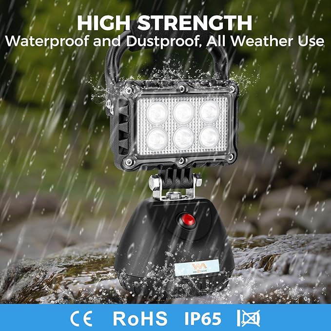 LED 18W Work Light 2400LM Aluminum Alloy Strong Magnetic Waterproof Dustproof Portable Handle Floodlight Suitable for Repair Workshop Garage Construction Site (Blue)