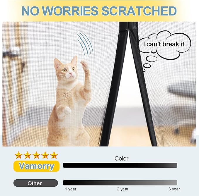 2025 Upgraded Magnetic Screen Door - 3X Heavy Duty Magnets Hands-Free - Mosquito/Insect Proof- Lets Cool Breeze in - Kid/Pet Friendly - Sliding Doors Easy Install 58"x78"