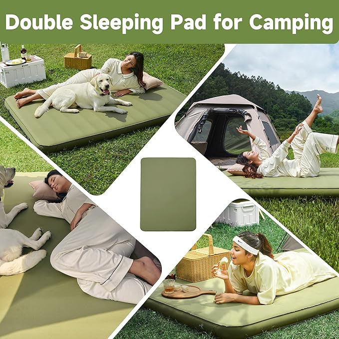 OUTSKIRT Camping Mattress, Self Inflating Sleeping Pad with Pump Sack, Foam Camping Pad for Sleeping, 4” Thickness Sleeping Mat for Camp/Travel/Car, 4 Season Camp Air Mattress