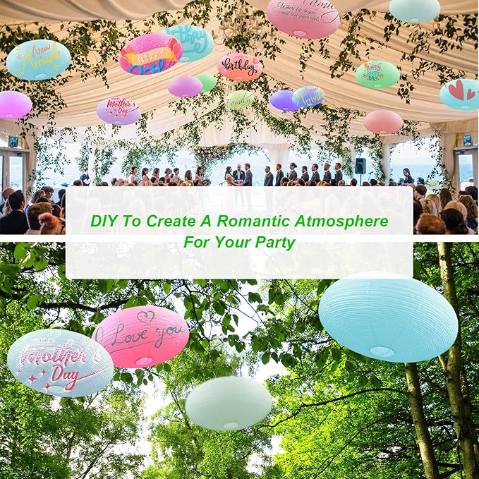 White Oval Paper Lanterns-22in Large Hanging Paper Lantern Lamp, Chinese/Japanese Paper Pendant Lampshade for Party Decoration, Wedding, Home Decor Paper Ceiling Lampshade(2 Pack)