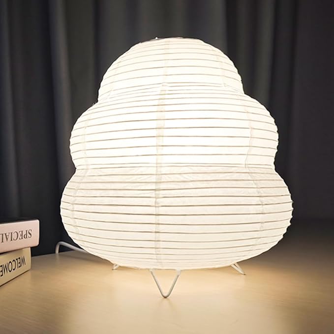 YY YEARCHY Table Lamp Paper Lamp Desk Standing Lamps with Rice Paper Shade for Bedroom Livingroom (Cloud 2 Pack)