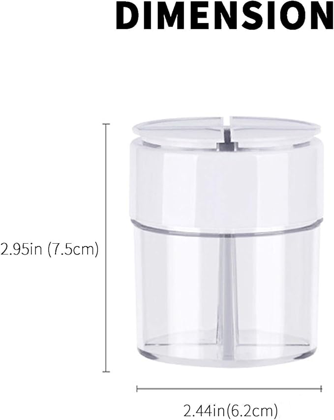 4-Pack 4 in 1 Salt and Pepper Shaker Jars Bottles, 4-Grid Flip Lid Spice Jars - Cylindrical Empty Plastic Seasoning Containers with Transparent Body for Travel Camping BBQ Kitchen Cooking (White)