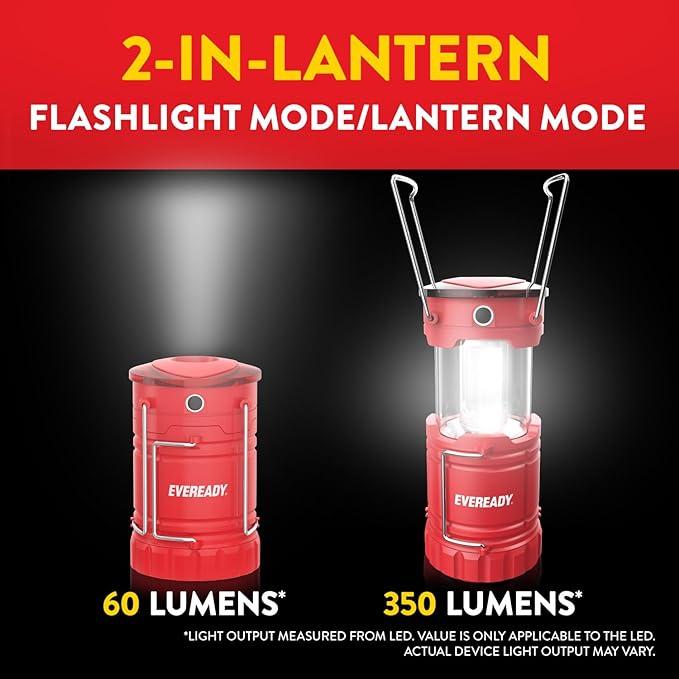 Eveready LED Camping Lantern 360 PRO (3-Pack), Super Bright Tent Lights, Rugged IPX4 Water Resistant LED Lanterns, 100 Hour Run-time (Batteries Included)