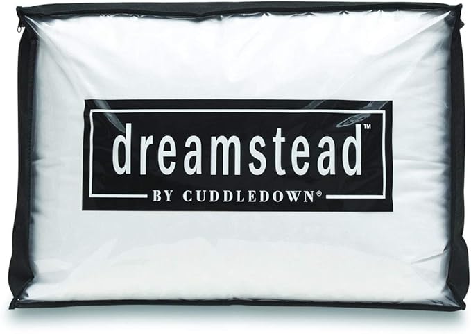 Cuddledown Dreamstead Premium Sleeping Pillow| European White Duck Down | 600 Fill Power | 300 Thread Count 100% Cotton Shell | Damask Striped | Hypoallergenic | Handcrafted | Standard – Firm