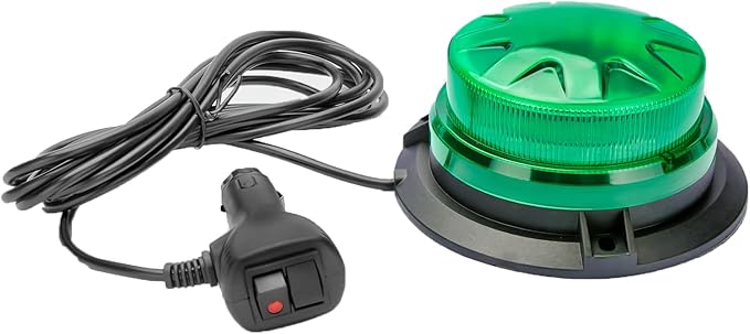 Green Led Emergency Strobe Beacon Lights with Magnetic Mount and 8 Flash Models Warning Safety Flashing Rooftop Signal Lamps for Vehicles Forklift Truck Tractor Golf (24-LED 12V-24V)