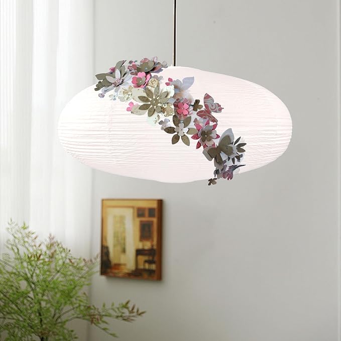 White Oval Paper Lanterns-22in Large Hanging Paper Lantern Lamp, Chinese/Japanese Paper Pendant Lampshade for Party Decoration, Wedding, Home Decor Paper Ceiling Lampshade(2 Pack)