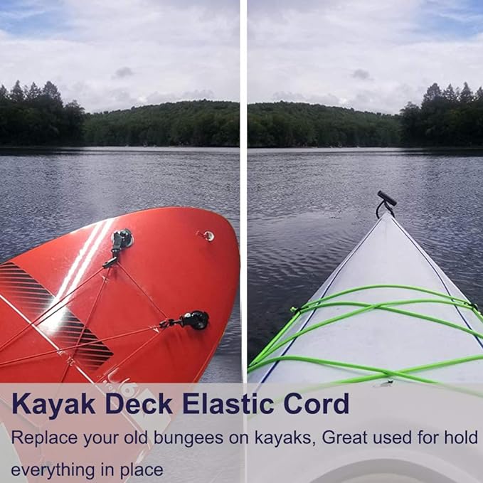 1/4" Elastic Bungee Shock Cords, 50 Feet Marine Grade Kayak Heavy Stretch String Rope & Tie Down Trailer Straps for DIY Projects Blue
