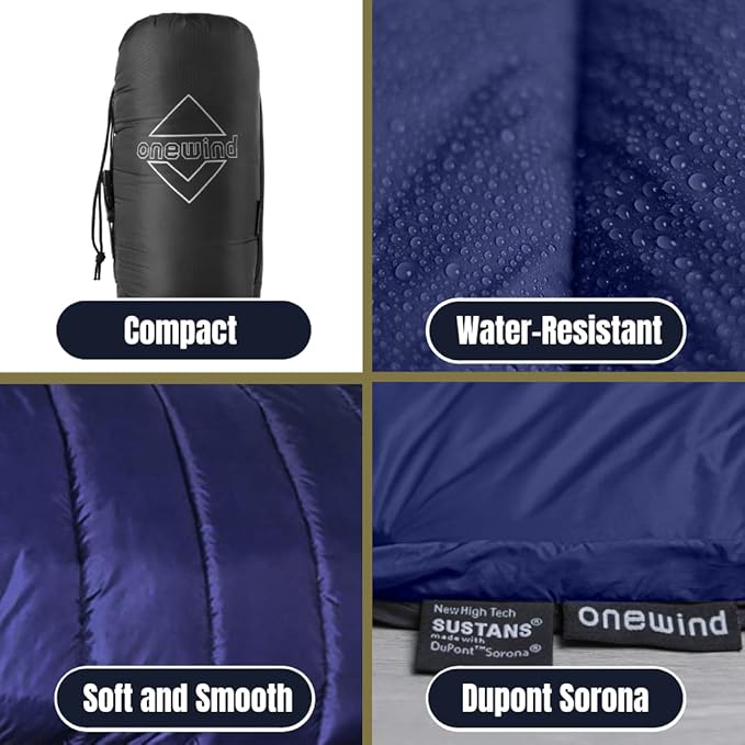 onewind Double Hammock Underquilt Warm Insulation Ultralight 3-4 Season Camping Quilt, Portable for Hiking, Backpacking